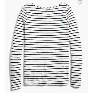 J.CREW Women’s Long-sleeve striped artist tee In White|Black-Size Medium